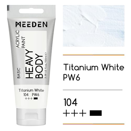 MEEDEN Titanium White Acrylic Paint: 100ml/3.38oz, 2 Pack | Heavy Body 2 Titanium White Tubes Acrylic Paint for Canvas, Wood & Paper, Non-toxic Creamy Art Paint for Adults - color: Titanium White, size: 2 Tubes