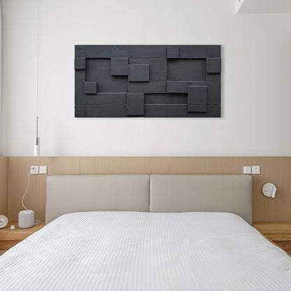 NANKAI Art Hand Painted Black Abstract Oil Painting Modern Minimalist Art Painting Office Hallway Bedroom Living Room Wall Art Deco 24x48 inches - color: Nkhb303