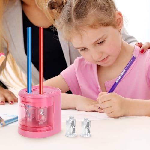 Electric Pencil Sharpener, Double Hole (Pink) - color: Pink