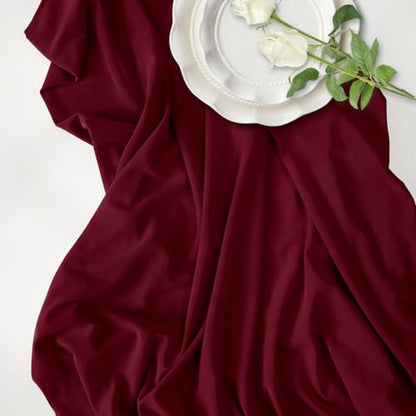 Manyshofu Burgundy Mesh Fabric by The Yard 4-Way Stretch, 60 Wide (1 Yard) - color: Burgundy, size: 1 Yard