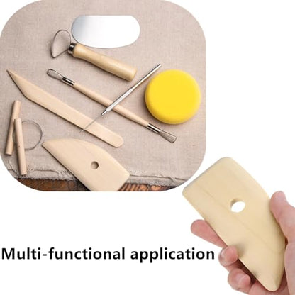 4 Pcs Pottery Ribs Wooden Clay Ceramic Sculpting Tools, 12cm x 5cm