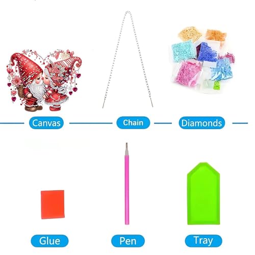 LILEIDECO DIY Valentine’s Day Diamond Art Painting Kits Special Shape Rhinestone Window Pendants Hanging Home Garden Wall Double-Sided Pattern (Single Side Point Drill)- Love Gnomes - color: BL36