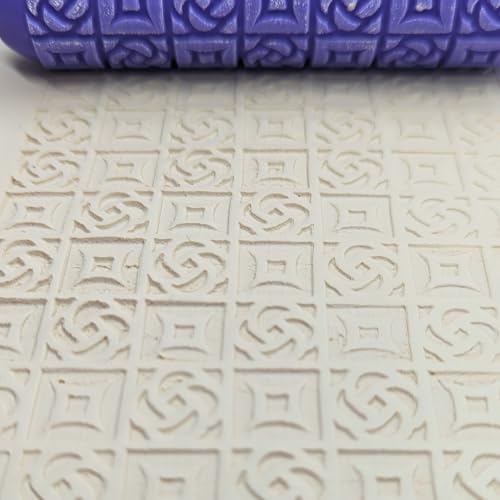Potterraccoon Celtic Knotwork Clay Texture Roller & Stamp Set - 4.7in Polymer Tools for Crisp Detailed Patterns - USA-Made Non-Stick Tool Set for Ceramic & Clay