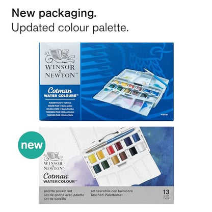 Winsor & Newton Cotman Watercolor Paint Set, 12 Half Pan Palette Pocket Set - style: 12 Half Pan Palette Pocket Set