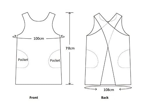 Cotton Linen Japanese Apron Halter Cross Back Bandage X Shape Aprons Two Pockets - color: Dark Red
