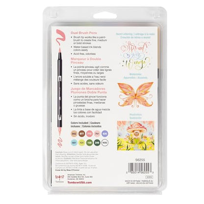 Tombow 56255 Dual Brush Pen Art Markers, Fairies, 10-Pack. Brush/Fine Tips
