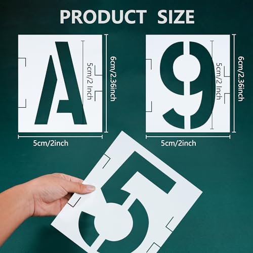 2 Inch Letter Stencils 42 Pcs ReusableTemplates Symbol Numbers Interlocking Stencil Kit Plastic Number Stencils for Wood,Wall,Paper,Fabric,Glass,Signage,DIY Art Projects - style: 2 Inch