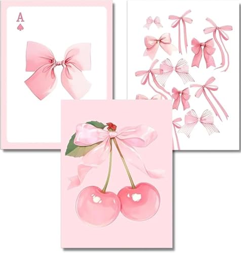 ARPADAMO 3 Pack Diamond Art Kits for Adults,5D Pink Bows Diamond Painting DIY Diamond Art Vintage Diamond Painting Art Kit for Adult,Round Full Drill Diamonds, Diamond Art Kit for Home Decor-12x16inch - color: DP01648