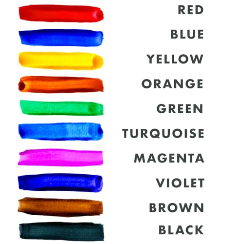 Handy Art Washable Liquid Watercolor Paint, Set of 10 Colors, 8 oz Bottles | Ready to Use Concentrated Dye-Based Liquid, Deep Color Strength, Dilute with Water, Certified Safe AP Non-Toxic, Made in USA - color: Set of 10 Colors