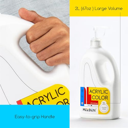 MEEDEN Bulk Acrylic Paint Set: 6 Basic Colors 1/2 Gallon (2L /67.6 oz.) Large Acrylic Paint with Pump Lid - Ideal for School & Studio - color: 6 Basic Colors