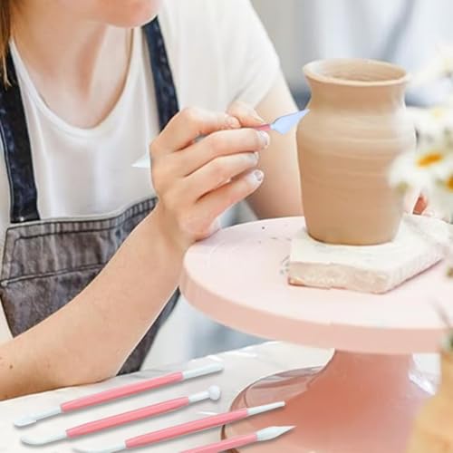 22 PCS Clay Sculpting Tools Set, Pink Air Dry Clay Tools & Polymer Clay Tools Kit, Double-Ended Plastic Modeling Tools for Pottery, Polymer Clay, Air Dry Clay & DIY Crafting for Adult - color: 22Pcs-Pink