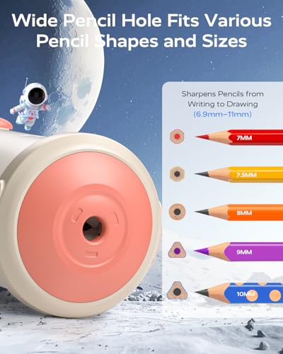 JUPITEARTH Electric Pencil Sharpener for Classroom, Auto in & Out, Pink - color: Pink