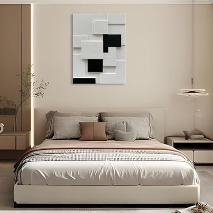 Art 40x28 inches Modern Minimalist Black and White Abstract Art Oil Painting Hand Painted Canvas Wall Art Deco Painting - color: Yi106