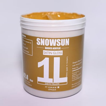 SNOWSUN Heavy Body Acrylic Paint, 1L (40oz) Bulk Earthy Yellow - Non Toxic Artist Grade Thick Paint for Canvas, Wood, Ceramic & Crafts - color: Earthy Yellow