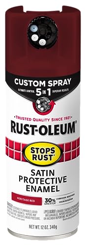 Rust-Oleum Stops Rust Custom 5-in-1 Spray Paint, Satin Heritage Red - color: Satin Heritage Red, size: 12 Ounce (Pack of 1)