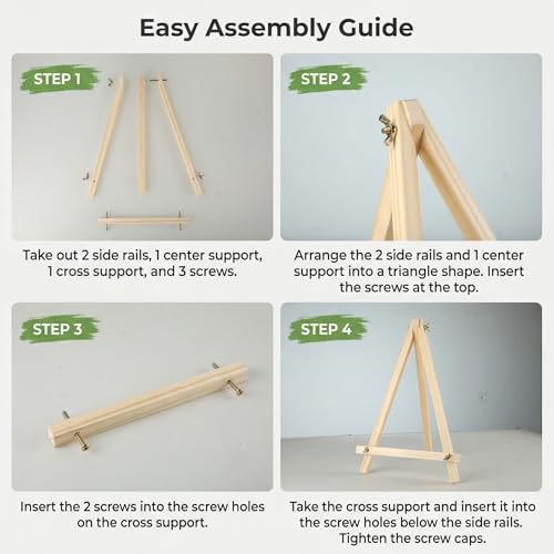 8 Pack Tabletop Wooden Easels, 11.8 in Adjustable Foldable Art Stand | Compact Folding Design, Adjustable Angle, For Kids, Students, Displays, Photos, Crafts And Small Canvas