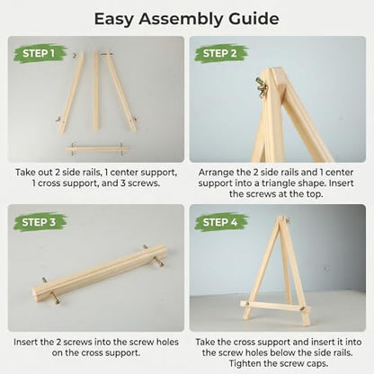 8 Pack Tabletop Wooden Easels, 11.8 in Adjustable Foldable Art Stand | Compact Folding Design, Adjustable Angle, For Kids, Students, Displays, Photos, Crafts And Small Canvas