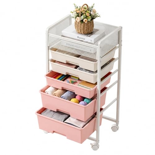Stylish Rolling Craft Cart with Wheels and 5 Drawers, Art Cart Organizer and Storage, Rolling Storage Cart for Organizing Crafts, Yarn, Toys, School Supplies, etc - size: 5-Drawers(1 Pack)
