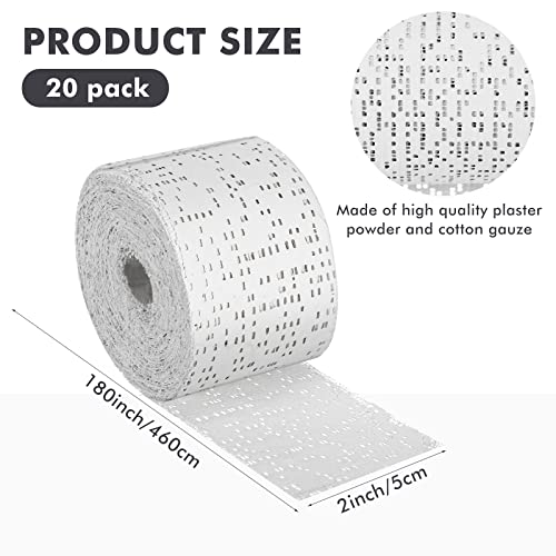 Nuogo 20 Pack Plaster Cloth Gauze Bandages Rolls Plaster Strips Bulk for Crafts Art Project Body Molds Mask Making Scenery Construction Sculptures Belly Cast Each Roll 5 Yards 2 x 180 Inch - size: 2 x 180 Inch