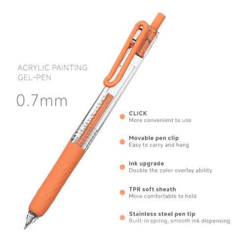 6 Colors 0.7mm Fine Pointed Acrylic Gel Pen Set,White | Fit for Drawing Creation, Daily Painting, Coloring, Card Making, Journaling - color: White