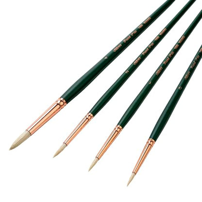 Silver Brush Limited Grand Prix Small Rounds Oil Paintbrush Set, 4pc | Sizes 0, 1, 2, 4, Long Handle, Stiff Flagged Hog Bristle, Superb Paint Absorbency, Well-Balanced, Lightly Textured Strokes - color: Small Long Handle Rounds