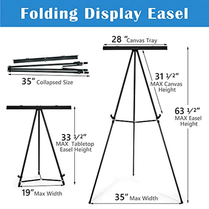 Falling in Art 63 1/2'' Lightweight Aluminum Flip Chart Display Easel Stand | Presentation Easel with Adjustable Floor for Boardroom, Whiteboard, Paper Pads, Signage, Black - style: Black 1-Pack