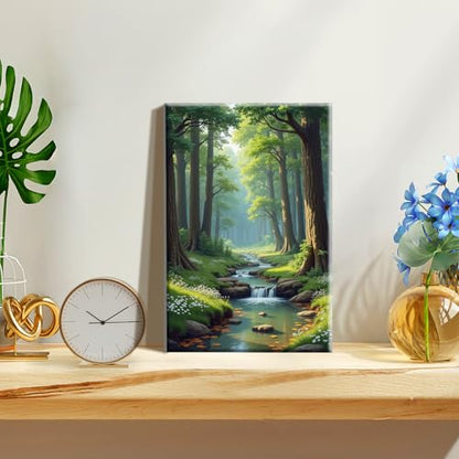 JOOZ DIY Landscape Paint by Numbers Kit for Adults with Frame, 8x12 Inch - color: Forest 085