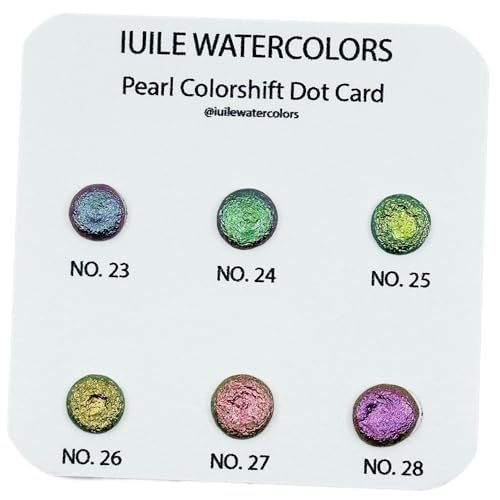 IUILE Handmade Watercolor Paints - Pearl Dot Card (6 colors). Color Shift, Metallic, Shiny, Shimmer - color: Pearl Dot