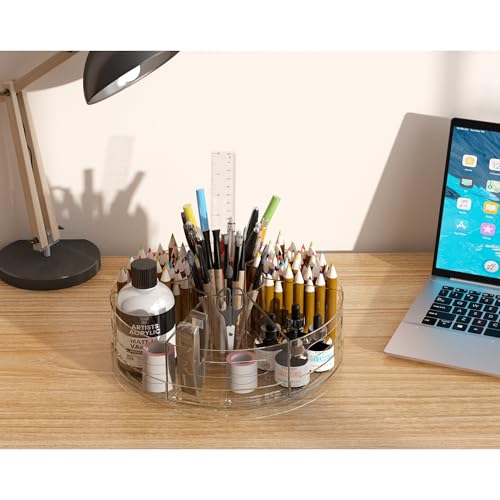 CraftGenes 2 Packs Rotating Clear Acrylic Pen Holder, Marker Organizer - size: 2 Packs