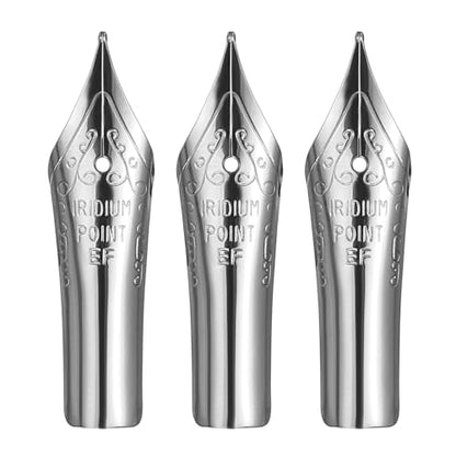 PATIKIL 0.38 mm Line Width Fountain Pen Nib Replacement, 3 Pack 304 Stainless Steel Special Spare Ink Dip Calligraphy Pen Nib for Drawing Writing Signing, Silver(EF Tip) - color: Silver