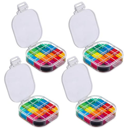 4-Piece Paint Storage Palette Insert Set with Removable Silicone Liners - Airtight Seal Keeps Gouache, Acrylic & Watercolor Paints Moist for Days, Compact 3.5x3.5x0.95in