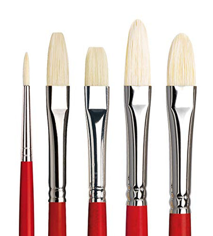 da Vinci Oil & Acrylic Series 4240 Maestro 2 Oil Brush Set, Hog Bristle with Red Handles, 5 Brushes (Series 5023, 5123, 5423, 5923, 5723) - style: Hog Bristle Oil Starter Set