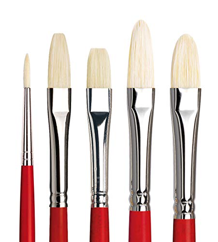 da Vinci Oil & Acrylic Series 4240 Maestro 2 Oil Brush Set, Hog Bristle with Red Handles, 5 Brushes (Series 5023, 5123, 5423, 5923, 5723) - style: Hog Bristle Oil Starter Set