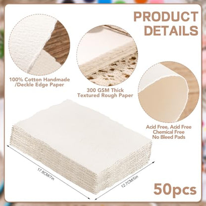 Prudiut Cotton Watercolor Paper 50 Sheets 5 x 7 in, 300 GSM - size: 5 x 7inch