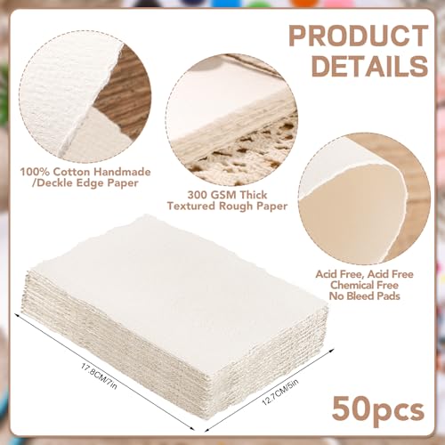 Prudiut Cotton Watercolor Paper 50 Sheets 5 x 7 in, 300 GSM - size: 5 x 7inch