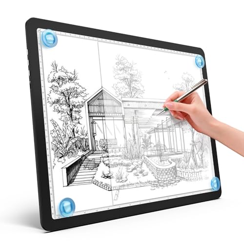 Heanolier A3 Artist tracing Light Box Copy Table,(18.2" L x 13.4" W) Super Bright Magnetic Light Pad with Side Buttons,USB-C Power Dimmerable Light Board for Diamond Painting,Tattoo Drawing,Sketching - color: Black, size: A3 without Bag