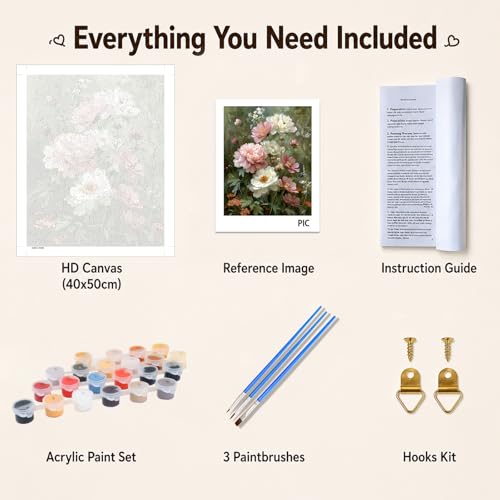 AUKELHJ Paint by Numbers Kit for Adults Beginner, Flowers, 16X20 Inch - color: 19-Flowers