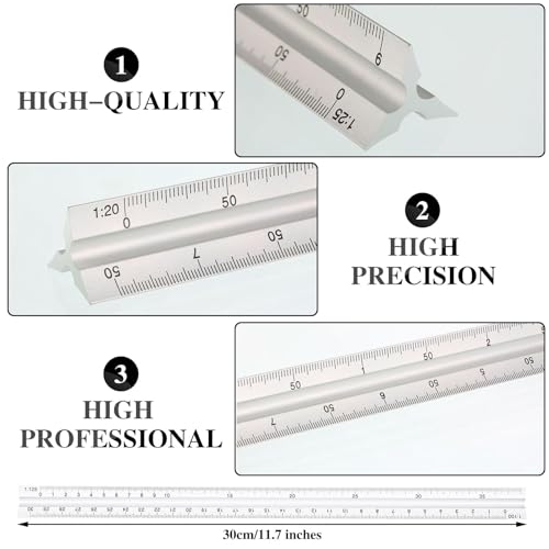 Zonon 10 Pcs Plastic Drawing Template Ruler Geometric Drawing 12 Inch Triangular Aluminum Architect Scale Measuring Templates Building Geometric Kit Plastic Ruler for Drafting (Classic,Clear) - color: Clear, style: Classic