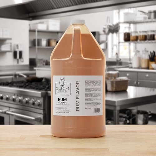 Collective Aromas Co. Caribbean Rum Flavoring Emulsion for Baking, Desserts & Beverages, Concentrated Heat-Stable Rum Flavor, Rich Bakery Style Aroma for Cake, Cookies, Frostings, 1 Gallon (128 fl oz) - size: Caribbean Rum - 1 Gallon (128 fl oz)