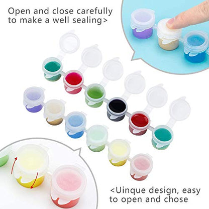 YGAOHF 36 Pcs Empty Paint Pots, Small Paint Containers with Lids, Easy Open Acrylic Paint Cups with Lid Paint Strips for Kids Classroom School Painting Art Supplies - color: 6 Strips