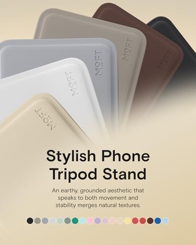 MOFT Phone Stand, Magnetic Phone Tripod Stand Stain-Resistant MOVAS Leather & Angle Adjustment & Strong Magnets Tripod for iPhone 17/16/15/14/13/12 (Included Metal Ring)-Jet Black - color: Jet Black, size: Without Card Slot
