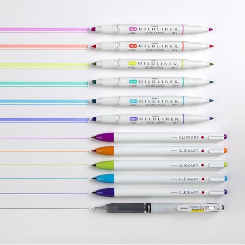 Zebra Pen Notetaking Set, MILDLINER, CLiCKART & SARASA, Assorted, 12-Pack | Includes 6 MILDLINER Highlighters, 5 CLiCKART Felt Tip Pens & 1 SARASA MarkOn Pen, Ideal for Bible Study & Note-Taking (12012 - style: Journaling and Planning Set