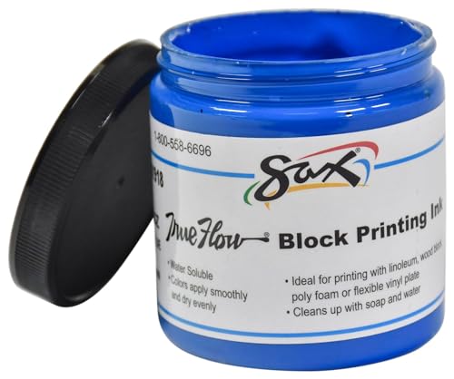 Sax 461918 True Flow Water Soluble Block Printing Ink - 8 Ounce Jar - Blue