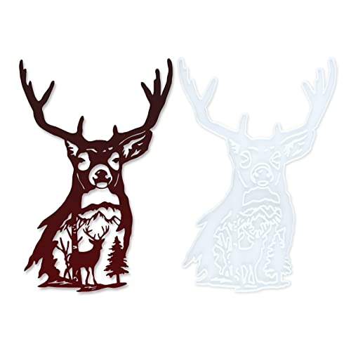 Deer Head Wall Hanging Resin Silicone Mold, Deer Epoxy Casting Mold for Wall Hanging Mount Home Office Decoration, DIY Crafts Door Wall Art Party Decoration - size: Front of the deer