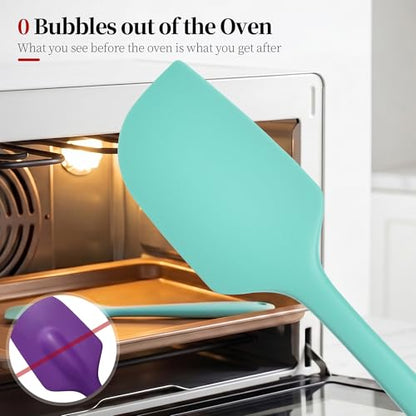 600ºF Heat Resistant Silicone Spatula Spoonula Set of 2, Aqua Sky | High Heat Food Safe Kitchen Use Scraper for Cooking Baking Mixing Scraping Stirring Cake Nonstick Cookware Pan Bowl - color: Aqua Sky, size: Large/Spoon Spatula - 2pcs
