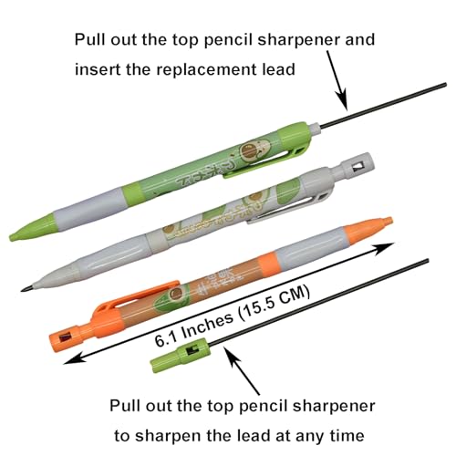 Maydahui 12 PCS Avocado Fruit Mechanical Pencil with Sharpener/Refills