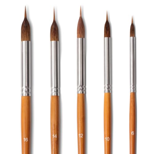 5-Piece Extra Long Needle Point Detail Brush Set - Brown