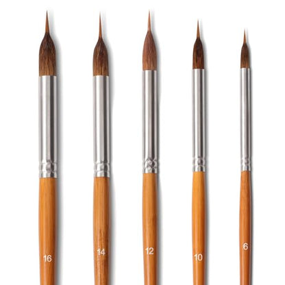 5-Piece Extra Long Needle Point Detail Brush Set - Brown