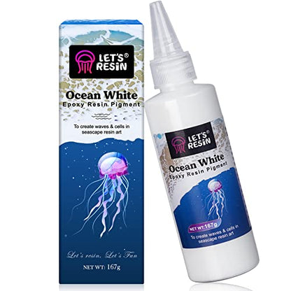 LET'S RESIN Ocean White Epoxy Resin Pigment 167g/5.89oz for Epoxy Resin | High Concentrated Pigment Paste for UV Resin, UV Resistant Opaque Pigment for Cells & Lacing, 3D Flower Resin Coasters - color: white
