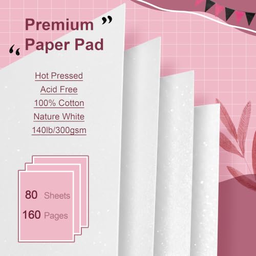 rubens Watercolor Paper Pad, 3.8 x 5.3 inch Mini Glitter Hot Pressed Papers - color: 3.81”x5.31”